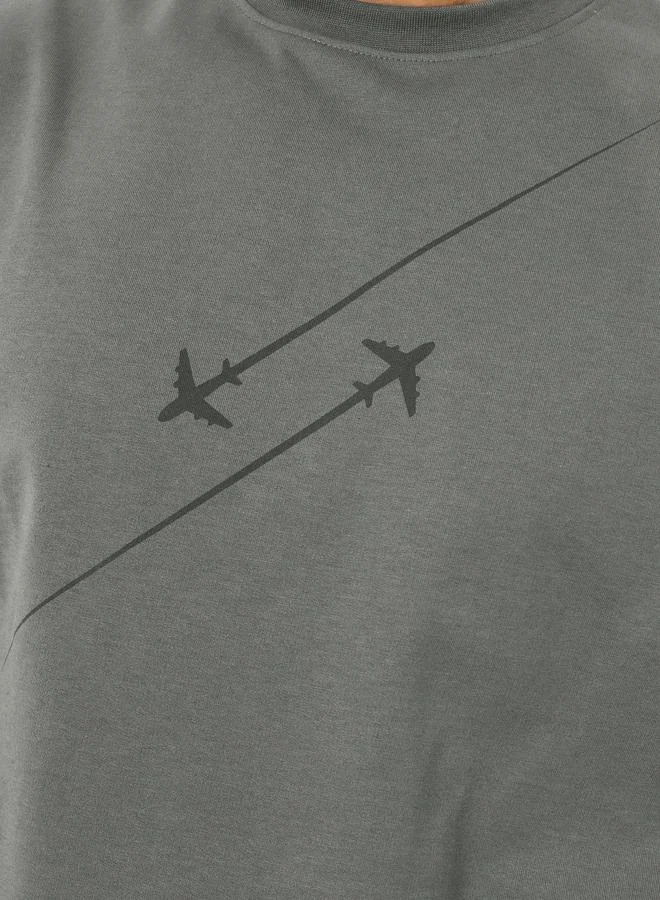 Styli Men Grey Short Sleeve T-Shirt and Shorts Co-Ords